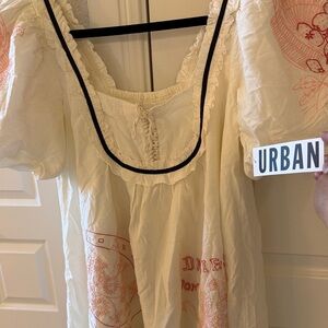 Urban Outfitters Ivory and Coral Graphic Dress